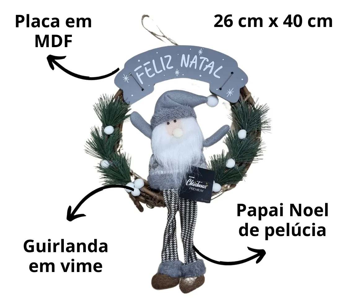 GUIRLANDA  NOEL CINZA 40CM